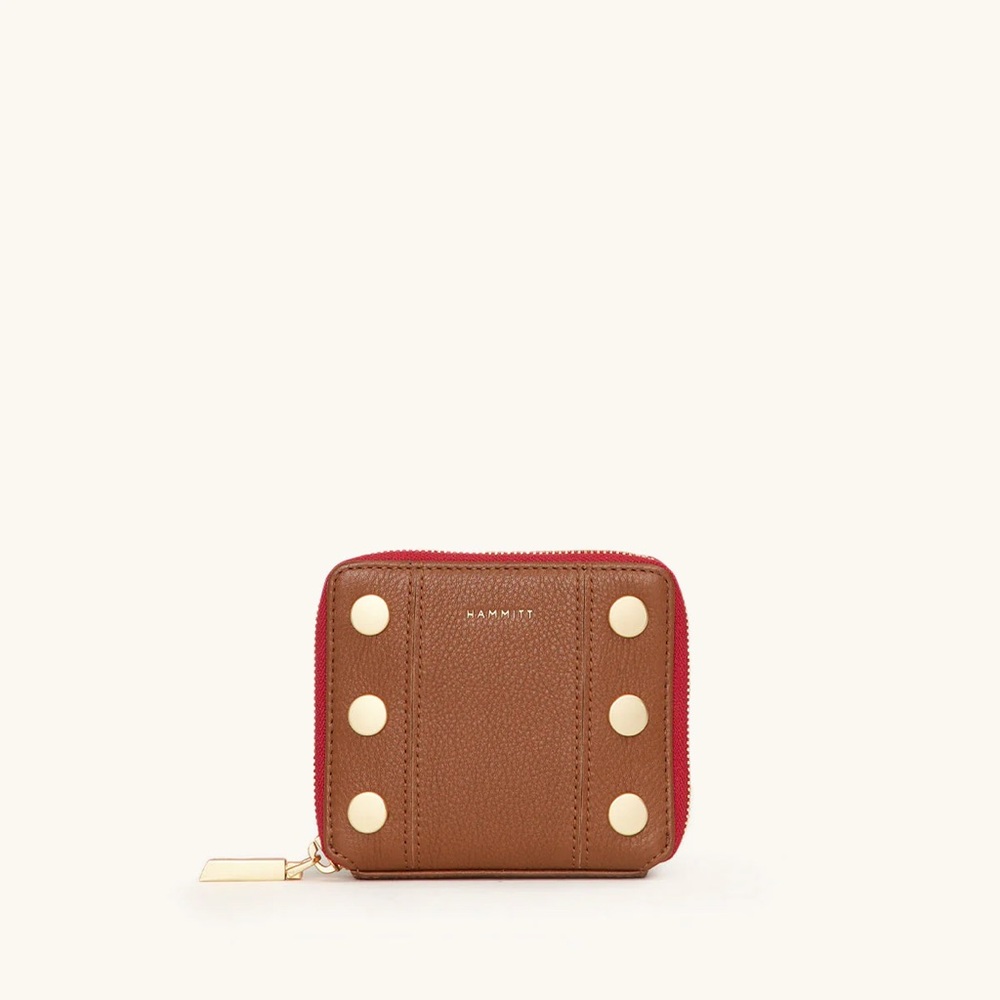 NWT Hammitt 5 North Mahogany Pebble/Brushed Gold Wallet